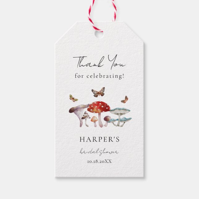 Rustic Mushroom Bridal Shower  Gift Tags (Front)