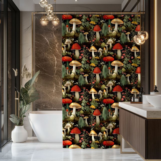 Rustic Mushroom Curtain Nature’s Whimsy in Style (Earthy Mushroom Curtain Vintage Woodland Vibes)