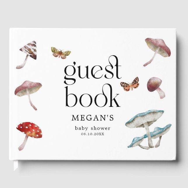 Rustic Mushroom Enchanted Baby Shower Guest Book (Front)