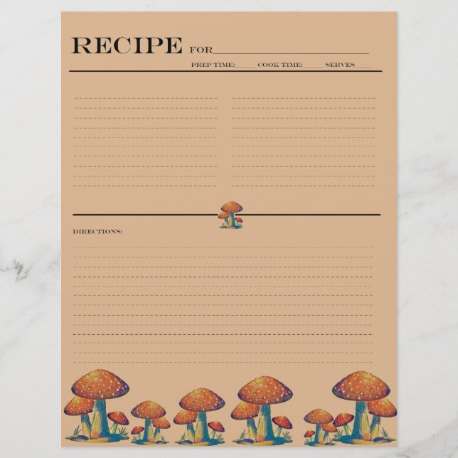 Rustic Mushroom Family Recipe Cards (Front)