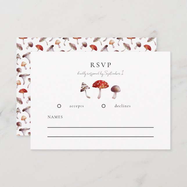 Rustic Mushroom Wedding RSVP Card (Front/Back)