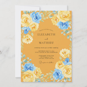 Rustic Mustard Azure Petal Wedding Invitation