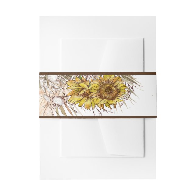 Rustic Mustard Sunflower 2 Invitation Belly Band (Front Example)