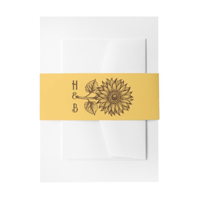 Rustic Mustard Sunflower Invitation Belly Band (Front Example)