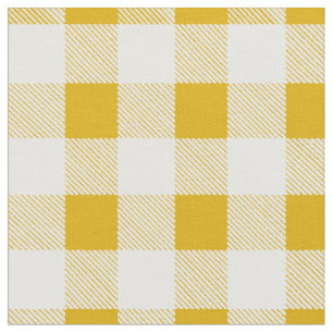 Rustic Mustard Yellow Gingham Buffalo Plaid  Fabric