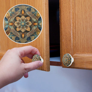 Rustic Muted Colours Pattern Ceramic Knob