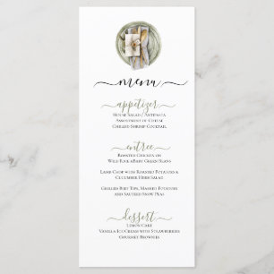 Rustic Muted Moss Green Place Setting Flat Menu