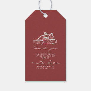Rustic Muted Red Barn Farm Wedding Thank You Gift Tags