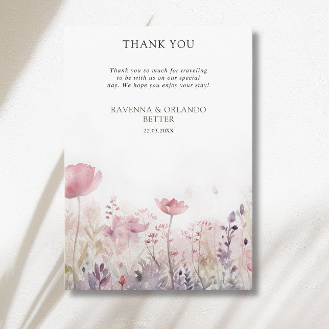 Rustic Muted Winter Wildflower Thank You Card (Creator Uploaded)