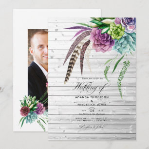 Rustic Mystical Boho Succulent Plants Wedding Invitation