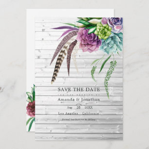 Rustic Mystical Boho Succulent Plants Wedding Save The Date
