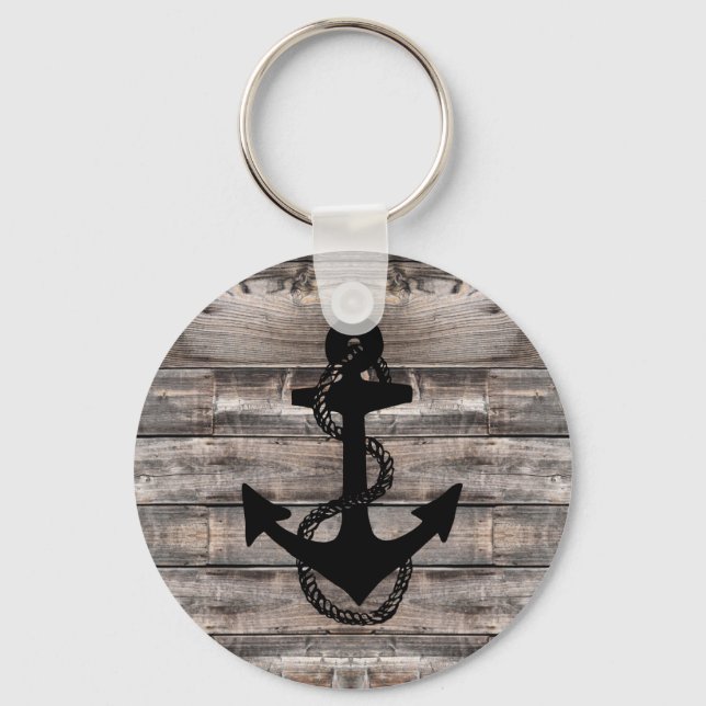 rustic nacutical ANCHOR + ROPE | Key Ring (Front)