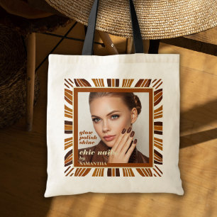 Rustic Nail Salon Business Photo Social & QR Code Tote Bag