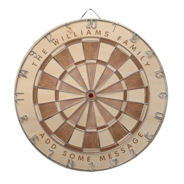 Rustic Name Message Brown Wood Classic  Dartboard (Front)