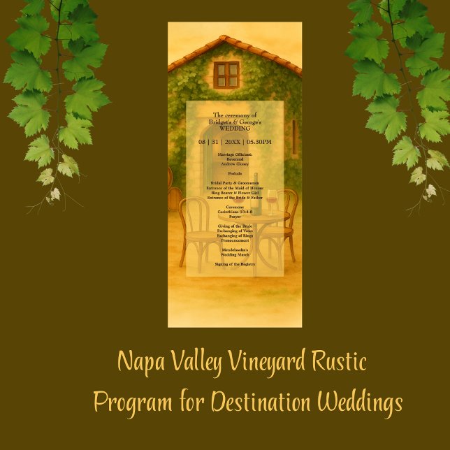 Rustic Napa Valley Vineyard Golden Wedding  Programme (Creator Uploaded)