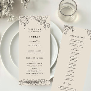 Rustic Napa Valley Winery Vineyard Wedding Programme