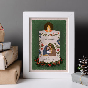 Rustic Nativity Candle Christian Christmas Poster