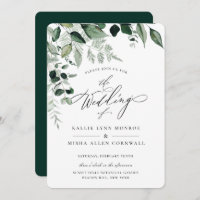 Rustic Natural Botanic Foliage Calligraphy Wedding