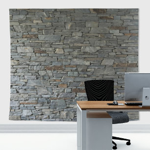 Rustic Natural Grey Orange Stone Slate Wall Tapestry