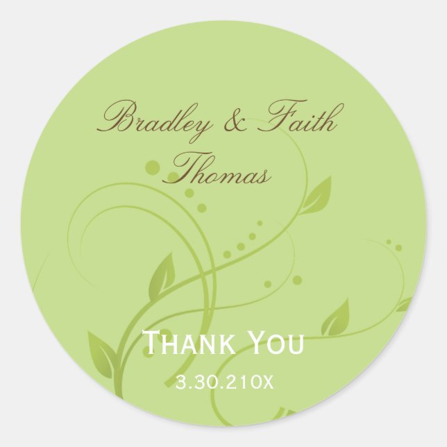 Rustic Natural Paisley Floral Wedding Favour Classic Round Sticker (Front)