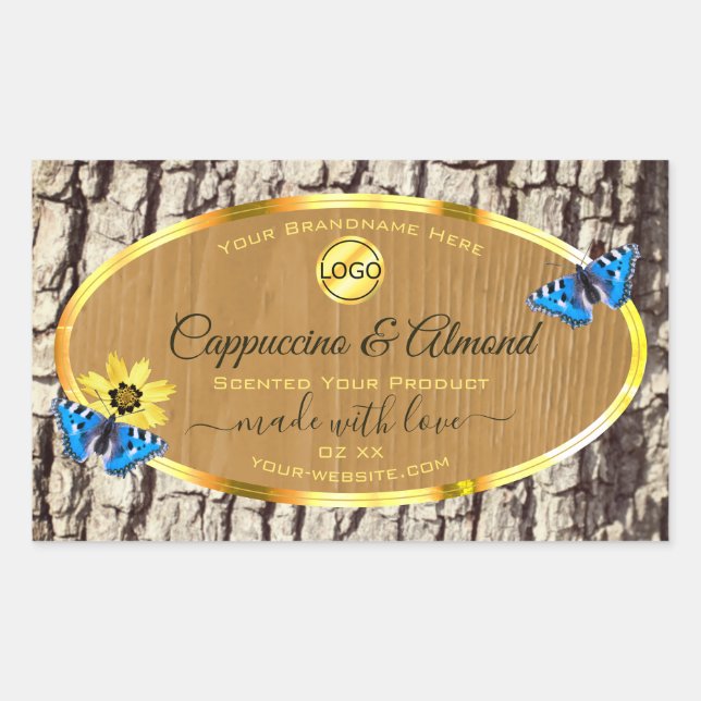 Rustic Natural Tree Bark Grain Product Labels Logo (Front)