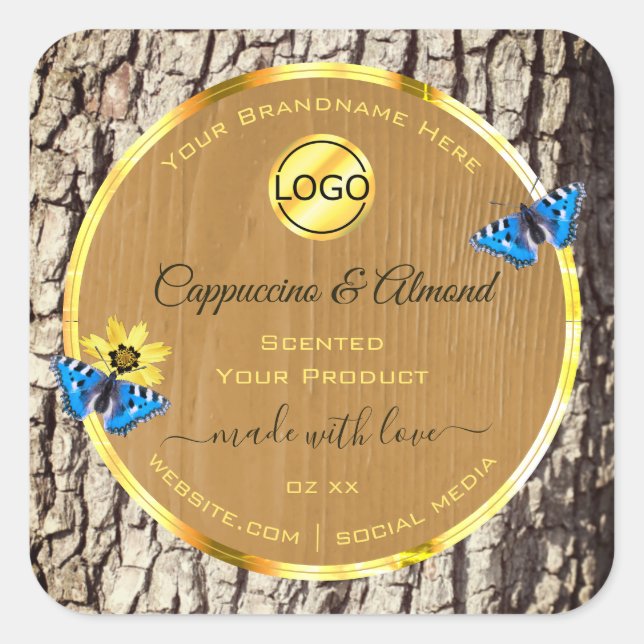 Rustic Natural Tree Bark Grain Product Labels Logo (Front)