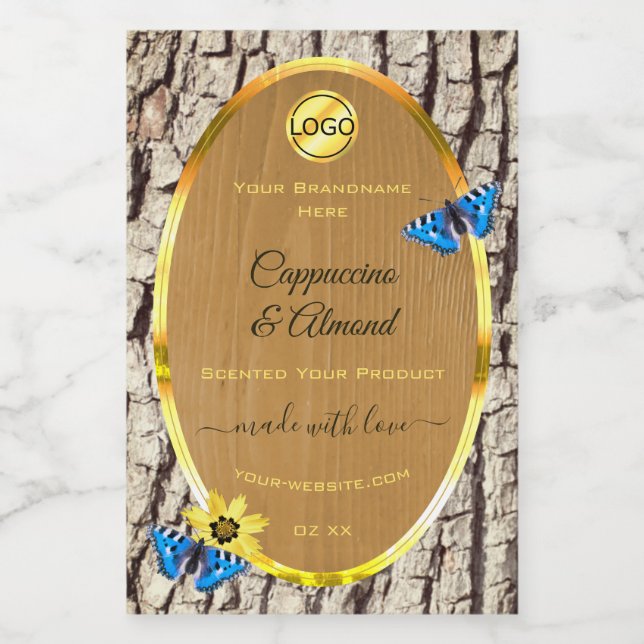 Rustic Natural Tree Bark Grain Product Labels Logo (Single Label)