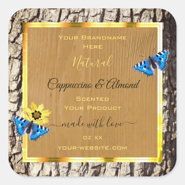 Rustic Natural Tree Bark Wood Grain Product Labels (Front)