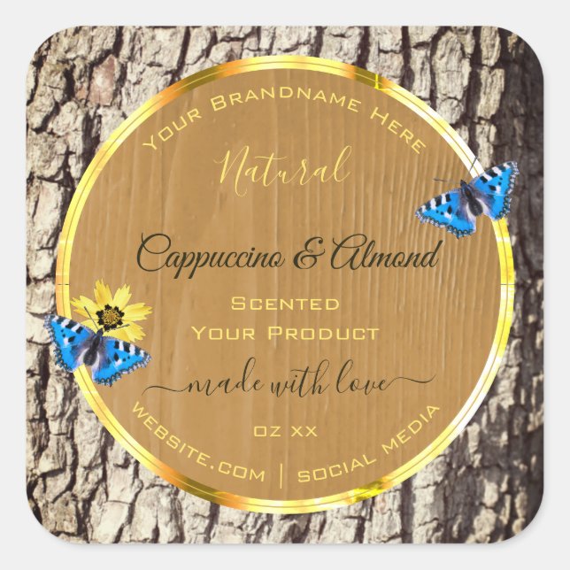 Rustic Natural Tree Bark Wood Grain Product Labels (Front)