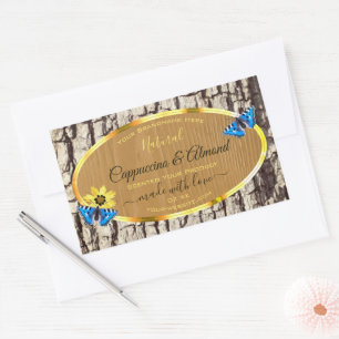 Rustic Natural Tree Bark Wood Grain Product Labels