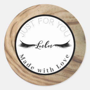 Rustic Natural Wood Grain Makeup Lashes Classic Round Sticker