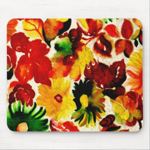 Rustic Nature Fall Leaves Painting Mouse Mat
