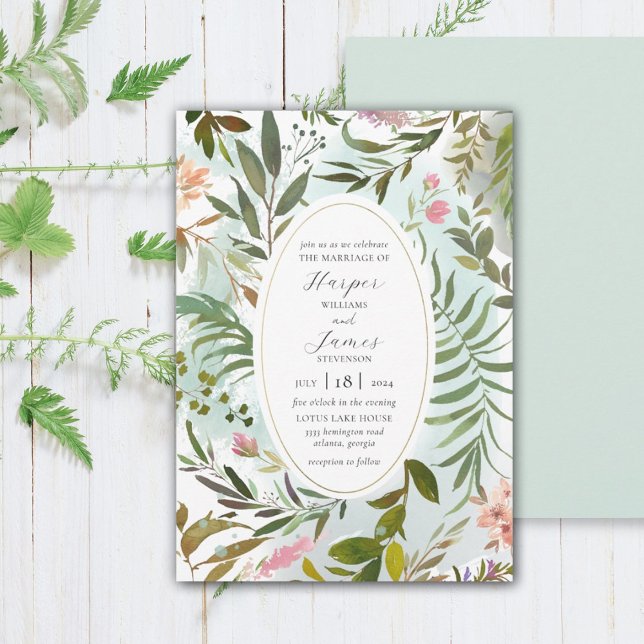Rustic Nature Floral Forest Greenery Wedding Invit Invitation (Creator Uploaded)