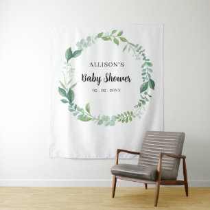 Rustic Nature Greenery Baby Shower Backdrop Tapestry
