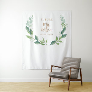 Rustic Nature Greenery Bridal Shower Backdrop Tapestry