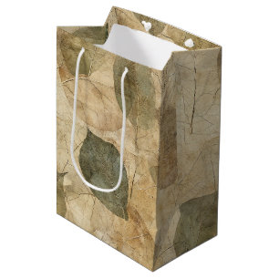 Rustic Nature-Inspired Leaf - Botanical Art (6) Medium Gift Bag