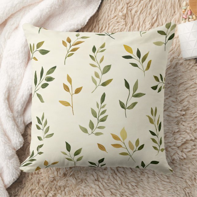 Rustic Nature-Inspired Leaf - Botanical Art (7) Cushion (Blanket)
