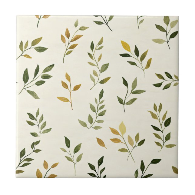 Rustic Nature-Inspired Leaf - Botanical Art (7) Tile (Front)