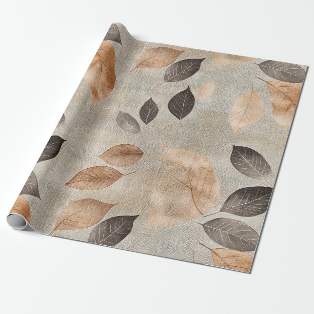 Rustic Nature-Inspired Leaf - Botanical Art (8) Wrapping Paper (Unrolled)