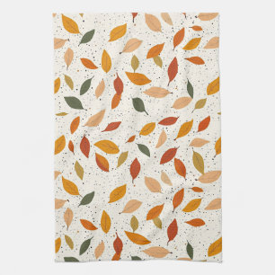 Rustic Nature-Inspired Leaf - Botanical Art Tea Towel