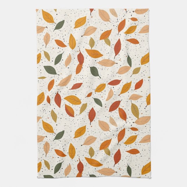 Rustic Nature-Inspired Leaf - Botanical Art Tea Towel (Vertical)