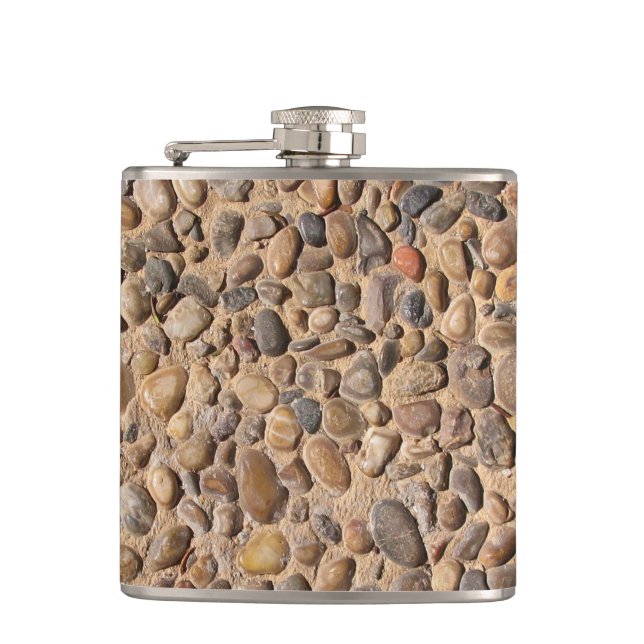 Rustic Nature Pebble Stones Photo Hip Flask (Front)
