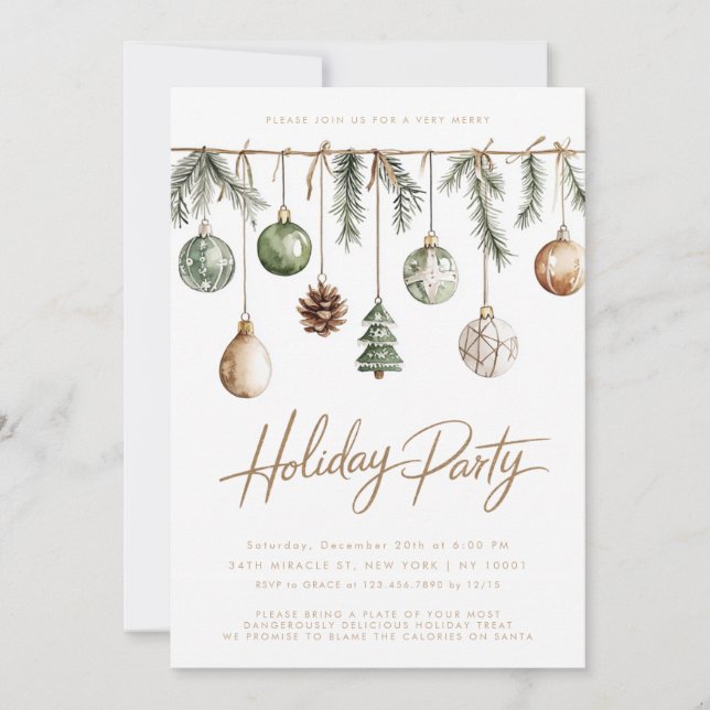Rustic Nature Simple Minimalist Christmas Party Invitation (Front)