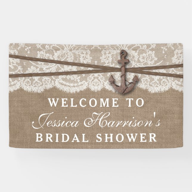 Rustic Nautical Anchor Beach Bridal Shower Banner (Horizontal)