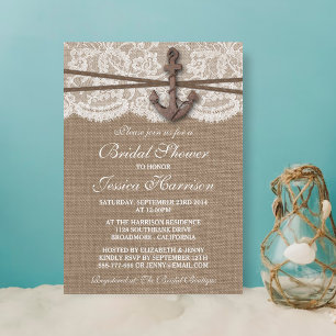 Rustic Nautical Anchor Beach Bridal Shower Invitation