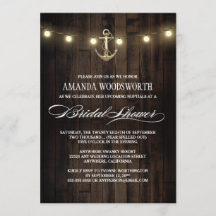 Rustic Nautical Anchor Bridal Shower Invitations