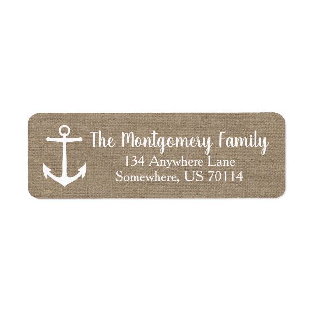 Rustic Nautical Anchor & Faux Burlap | Family Name (Front)