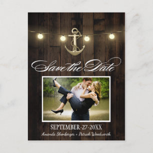 Rustic Nautical Anchor Save the Date Postcards