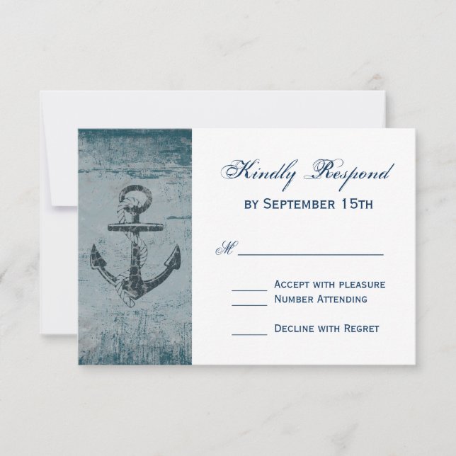 Rustic Nautical Anchor Wedding RSVP Cards (Front)