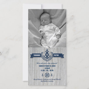 Rustic Nautical Baby Birth Announcement